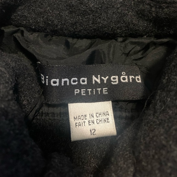 Bianca Nygård Petite Black Wool Blend Jacket, Size 12P - Picture 6 of 7